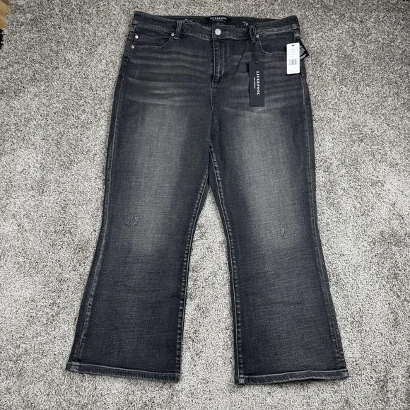 Liverpool Jeans Womens 16/33 Gray Cropped Flare Stretch Denim Chic NEW - Picture 1 of 16